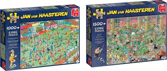 Jumbo Jan Van Haasteren Puzzelbundel - 2 Stuks - Wk Vrouwenvoetbal 1000 Stukjes & Krijt Op Tijd! 1500 Stukjes