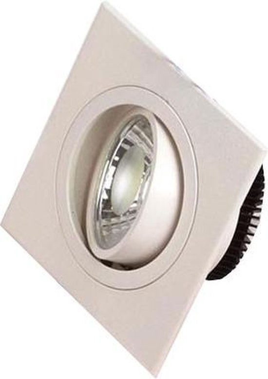 BES LED Led Spot - Inbouwspot - Vierkant 5w - Helder/koud 6400k - Mat Aluminium - Kantelbaar 93mm - Wit