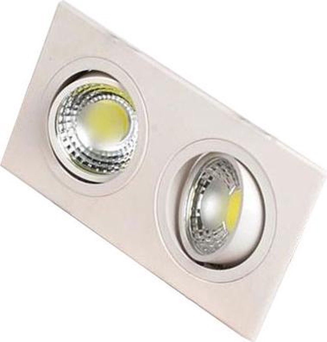 BES LED Led Spot - Inbouwspot Dubbel - Rechthoek 10w - Helder/koud 6400k - Mat Aluminium - Kantelbaar 175x93mm - Wit