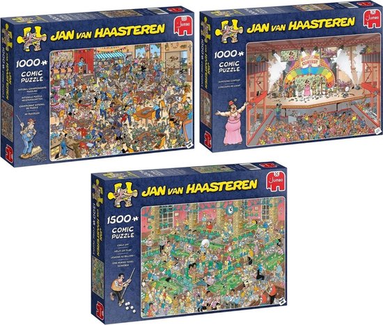 Jumbo Jan Van Haasteren - Nk Puzzelen 1000 Stukjes & Krijt Op Tijd! 1500 Stukjes & Eurovisie Songfestival 1000 Stukjes