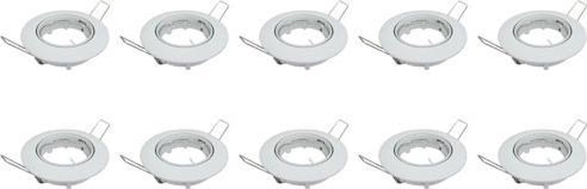 BES LED Spot Armatuur 10 Pack - Gu10 Fitting - Inbouw Rond - Glans Aluminium - Kantelbaar Ø82mm - Wit