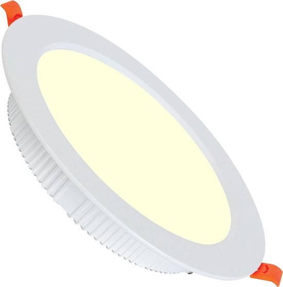 BES LED Led Downlight - Alexy - Inbouw Rond 30w - Warm 3000k - Mat Aluminium - Ø230mm - Wit