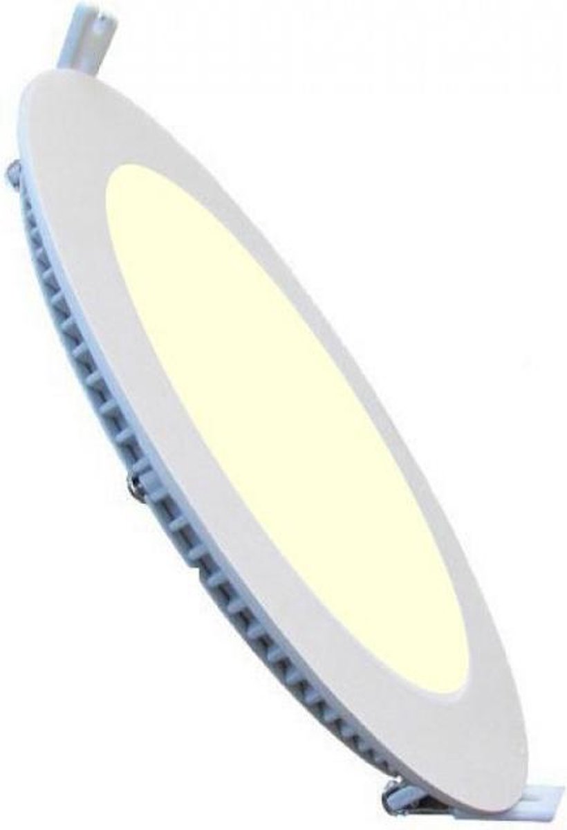 BES LED Led Downlight Slim - Inbouw Rond 12w - Dimbaar - Warm 3000k - Mat Aluminium - Ø170mm - Wit