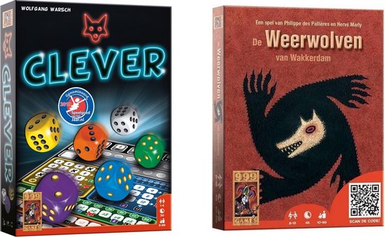999Games Spellenbundel - Kaartspel - Dobbelspel - 2 Stuks - Clever & De Weerwolven Van Wakkerdam