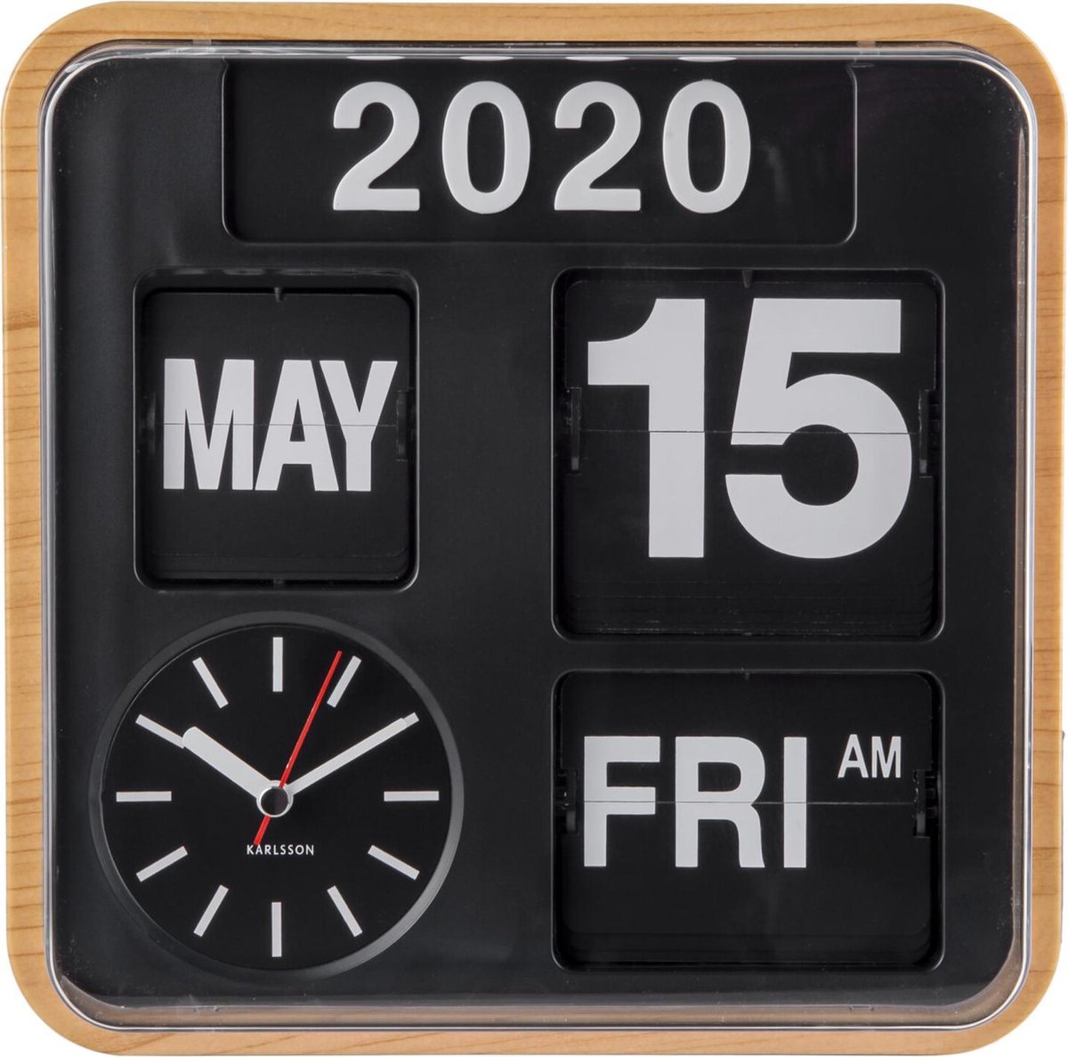 Karlsson - Wandklok Mini Flip Bamboo - Bruin