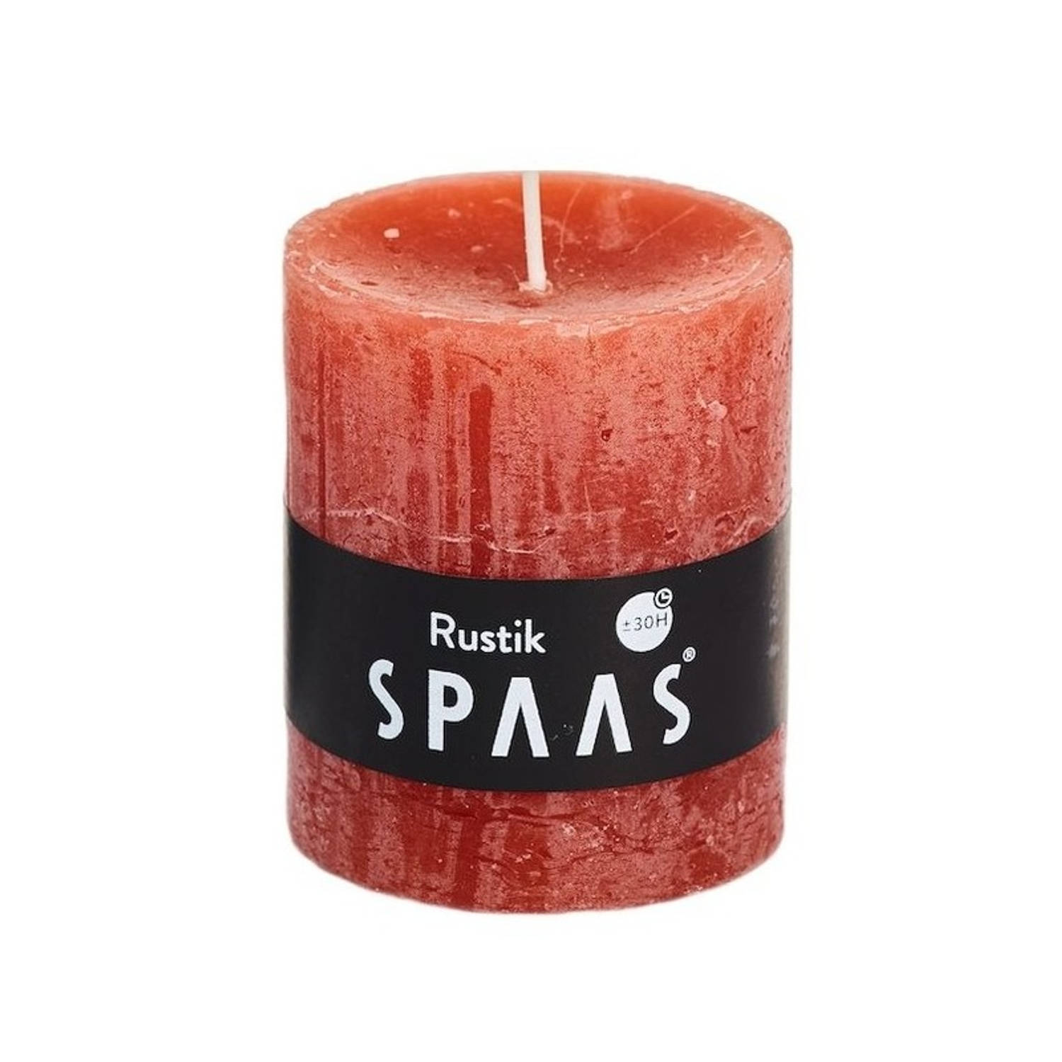 Spaas 6x Rustieke Cilinderkaarsen/stompkaarsen 7 X 8 Cm 30 Branduren - Geurloze Kaarsen - Woondecoraties - Oranje