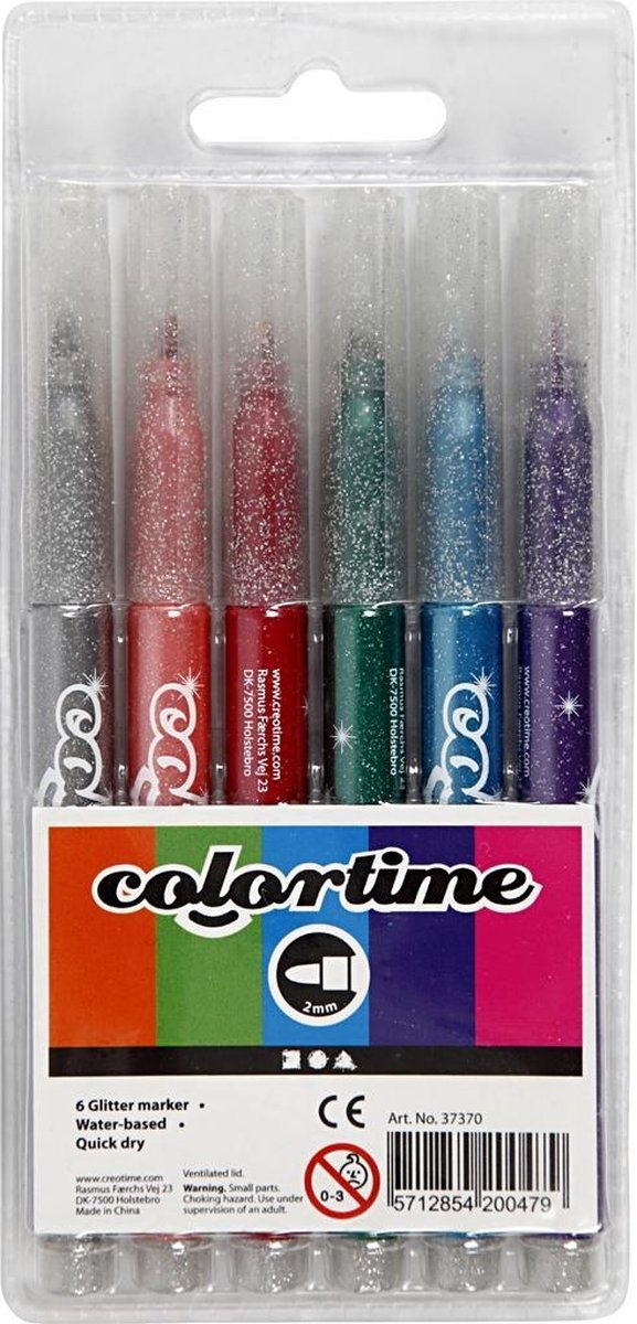 Colortime Glitterstiften Lijndikte 4,2 Mm Multicolor 6 Stuks