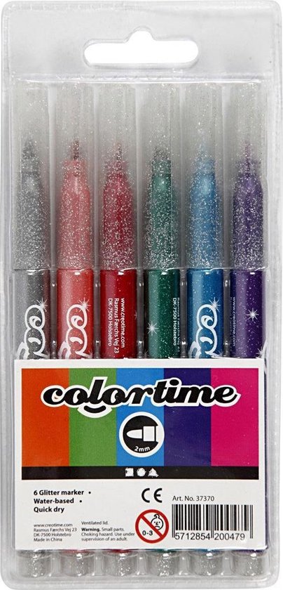 Colortime Glitterstiften Lijndikte 4,2 Mm Multicolor 6 Stuks
