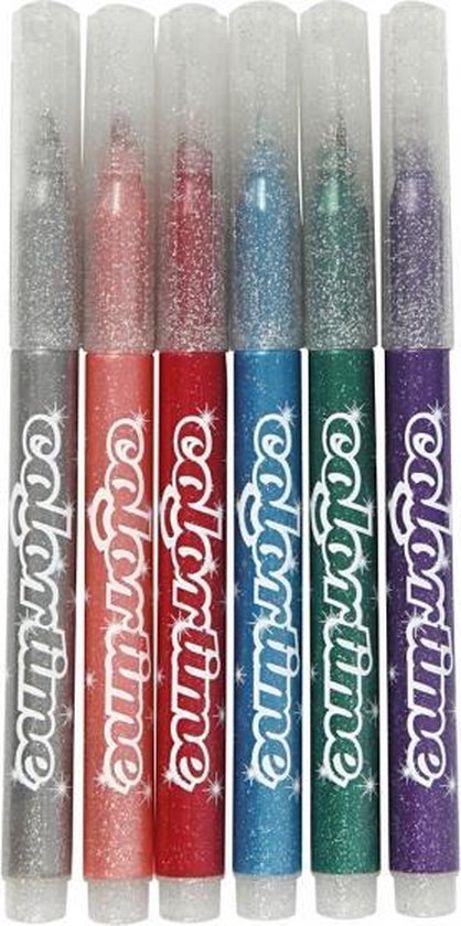 Colortime Glitterstiften Lijndikte 4,2 Mm Multicolor 6 Stuks