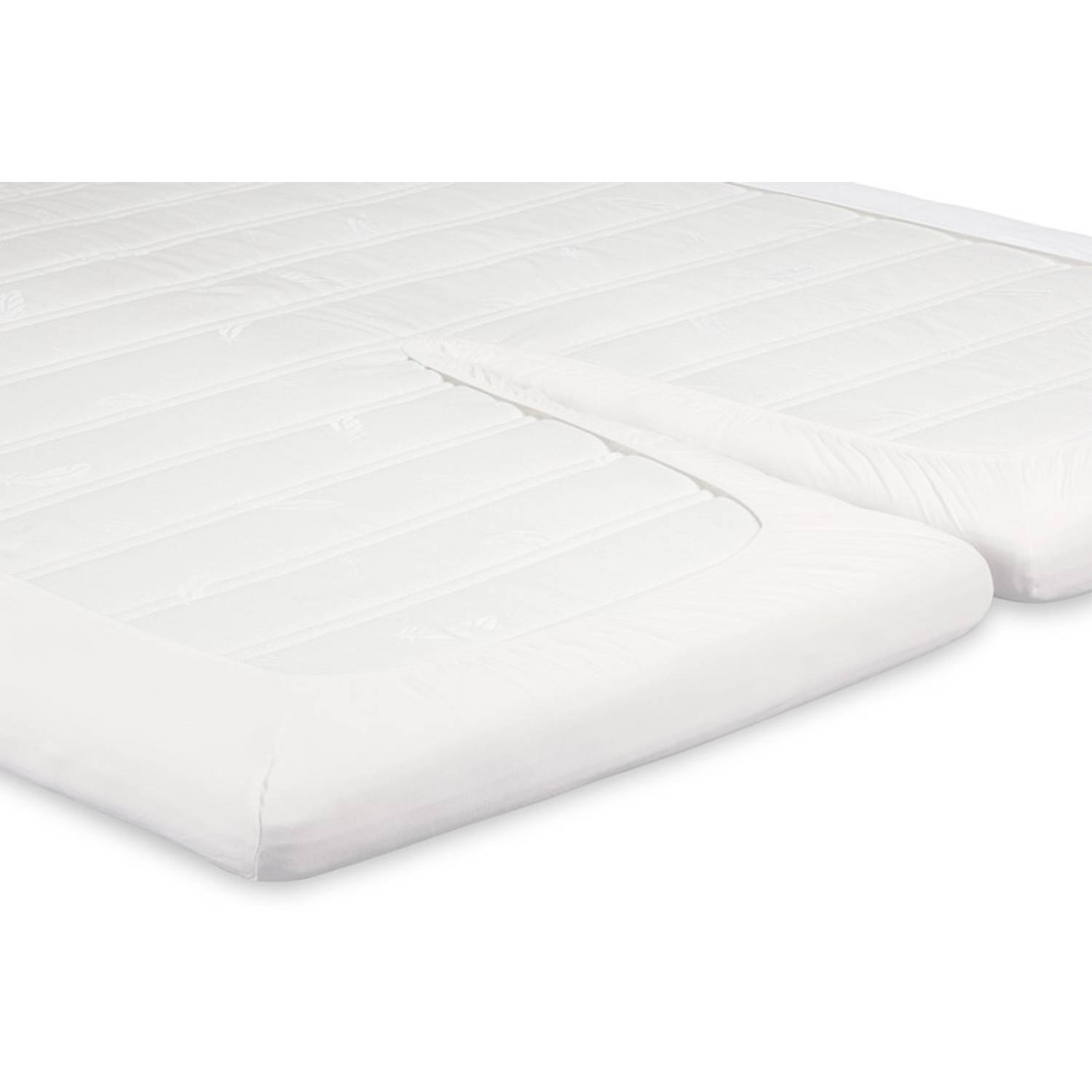 Hoeslaken Perkal Splittopper - 180 X 200 - Off-white - Katoen, Perkal Katoen - Wit