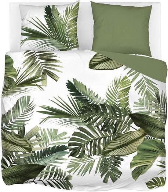 Snoozing Palm Leaves Dekbedovertrek - 2-persoons (200x200/220 Cm + 2 Slopen) - Katoen - - Groen