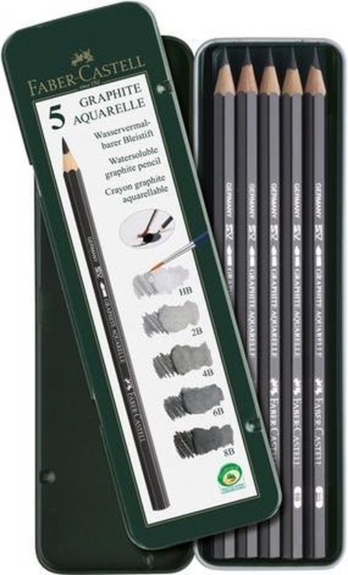 Faber Castell Aquarelpotlood Faber-castell Graphite Etui A 5 Stuks - Grijs