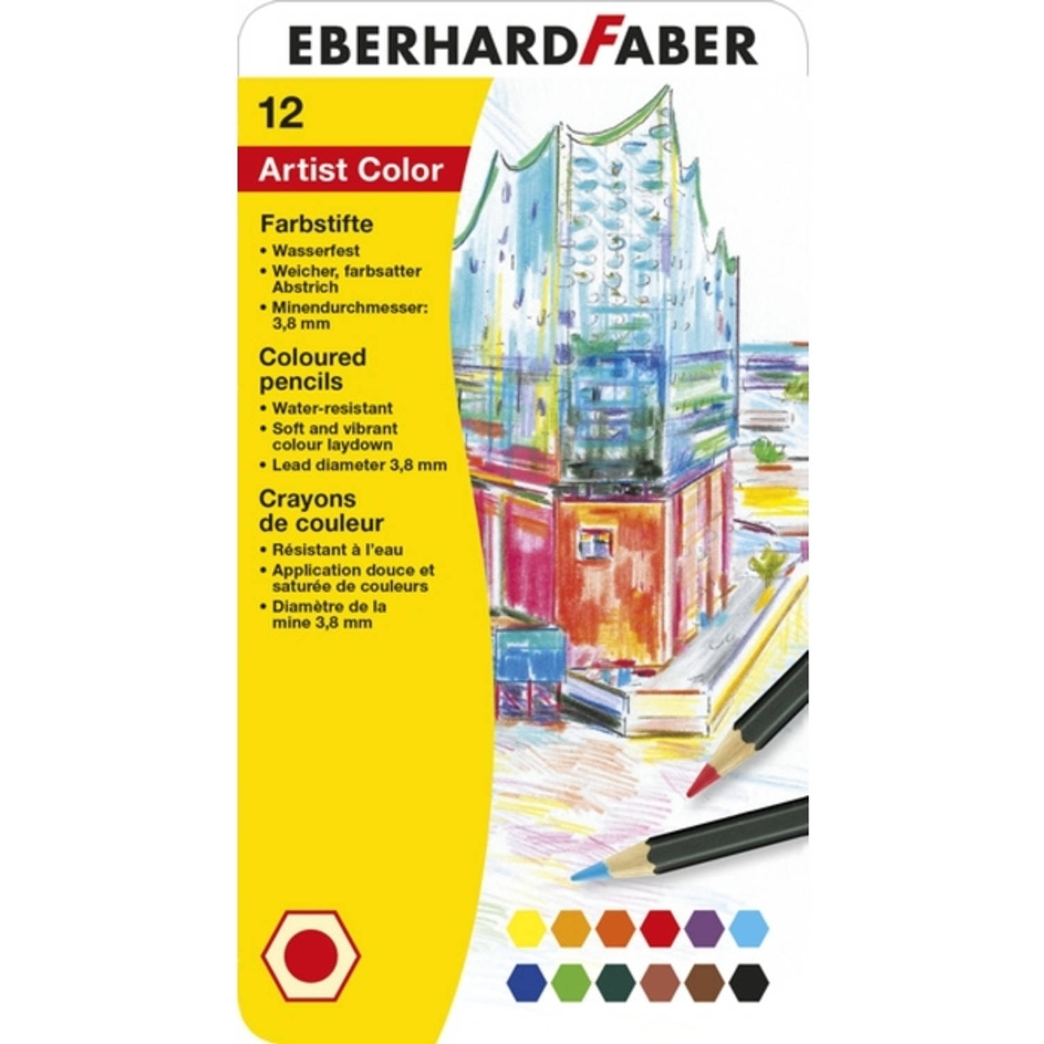 Eberhard Faber Kleurpotloden Metaaletui A 12 Stuks