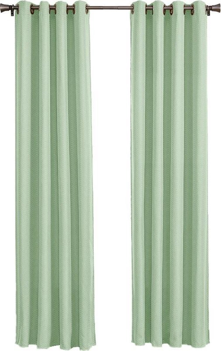 Blackout Verduisterend Gordijn - Larson -Ringen-soft Mint- 300x250 Cm - Groen