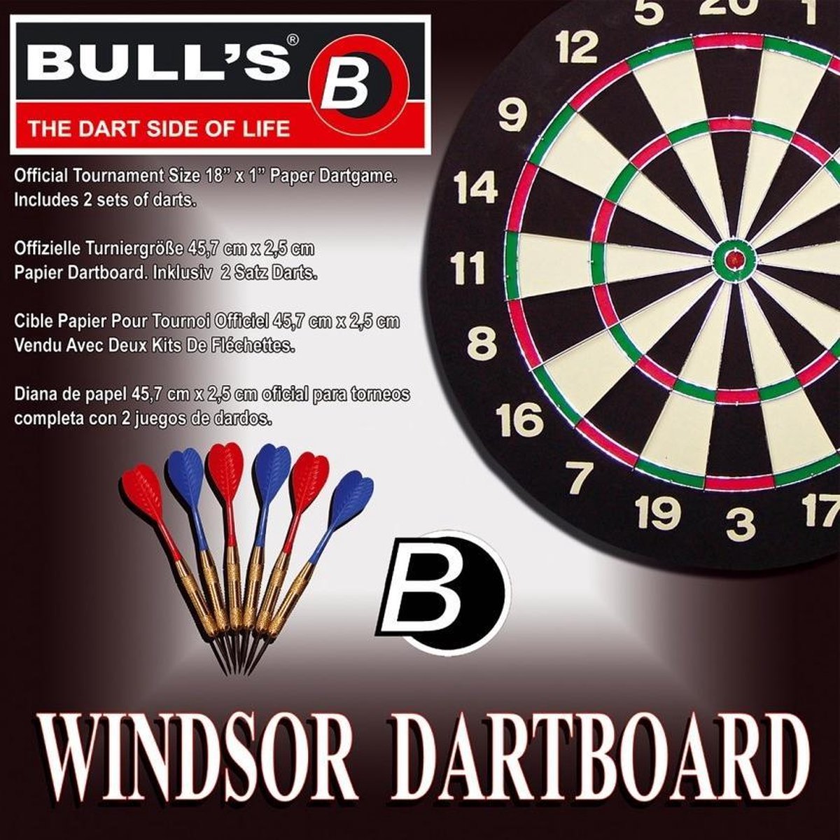 Bull's Dartbord Windsor Paper Met 2 Dartsets 45,7 Cm