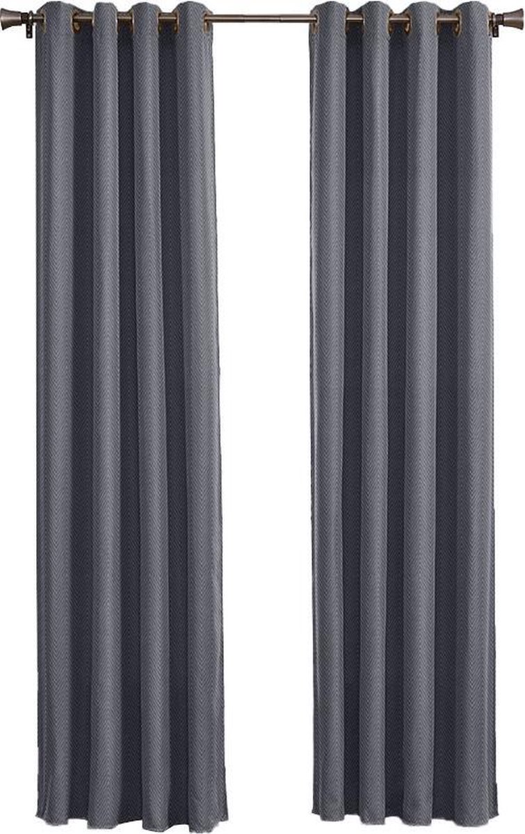 Larson Blackout Verduisterend Gordijn - - Ringen -Dark Grey- 300x250 Cm - Grijs