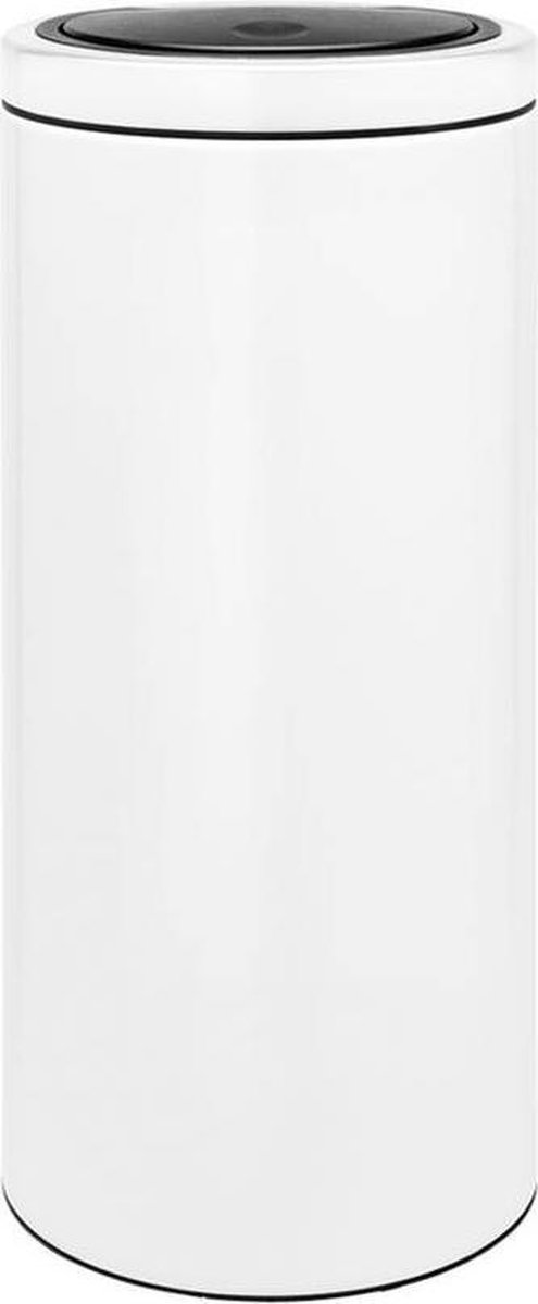 Brabantia Touch Bin Flat Top Afvalemmer 30 Liter Met Kunststof Binnenemmer - White - Wit