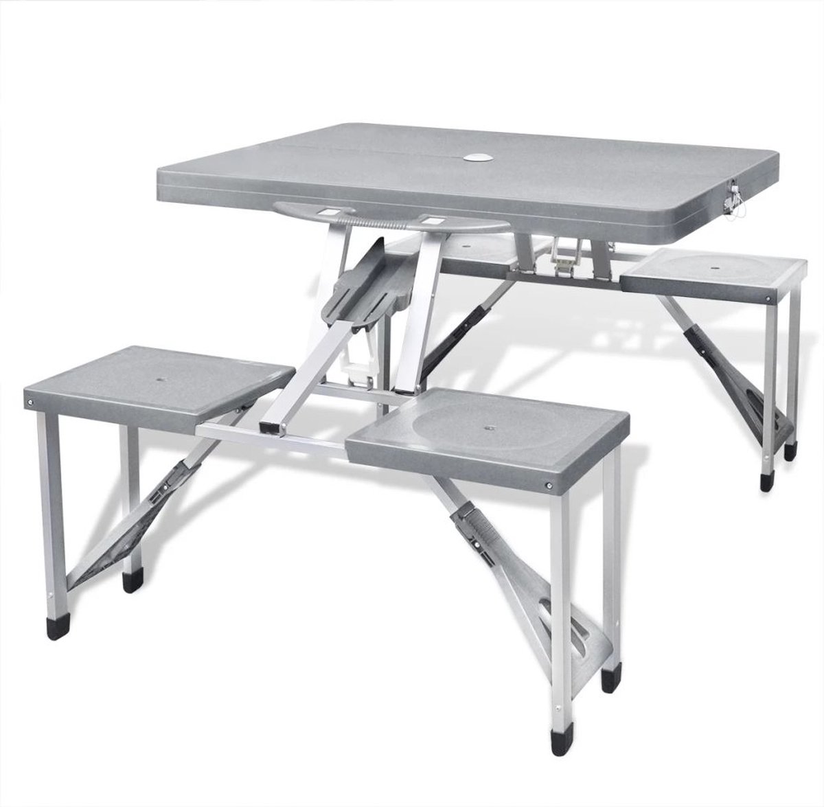 Vidaxl Campingtafel Met Vier Zittingen Inklapbaar Aluminium - Grijs