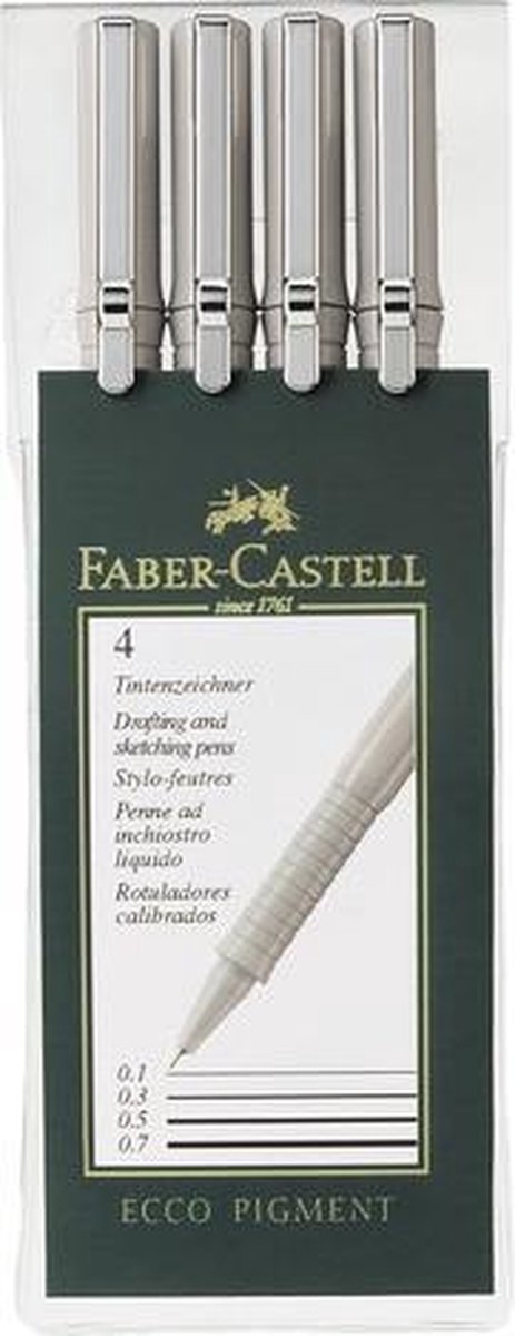 Faber Castell Tekenpen Ecco Pigment 4-delig Etui