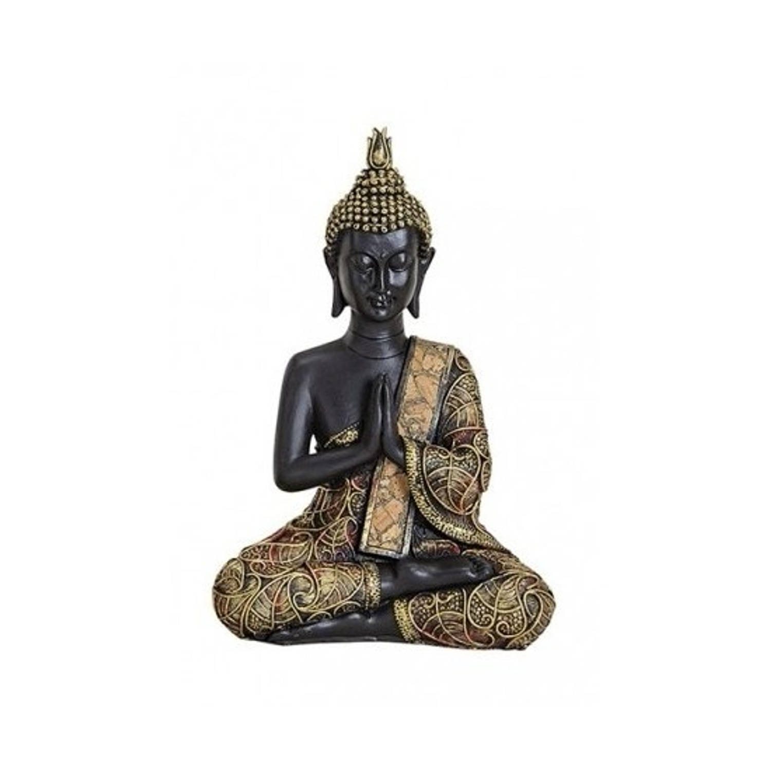 Boeddha Beeld/goud Zittend 21 Cm Type 1 - Zwart