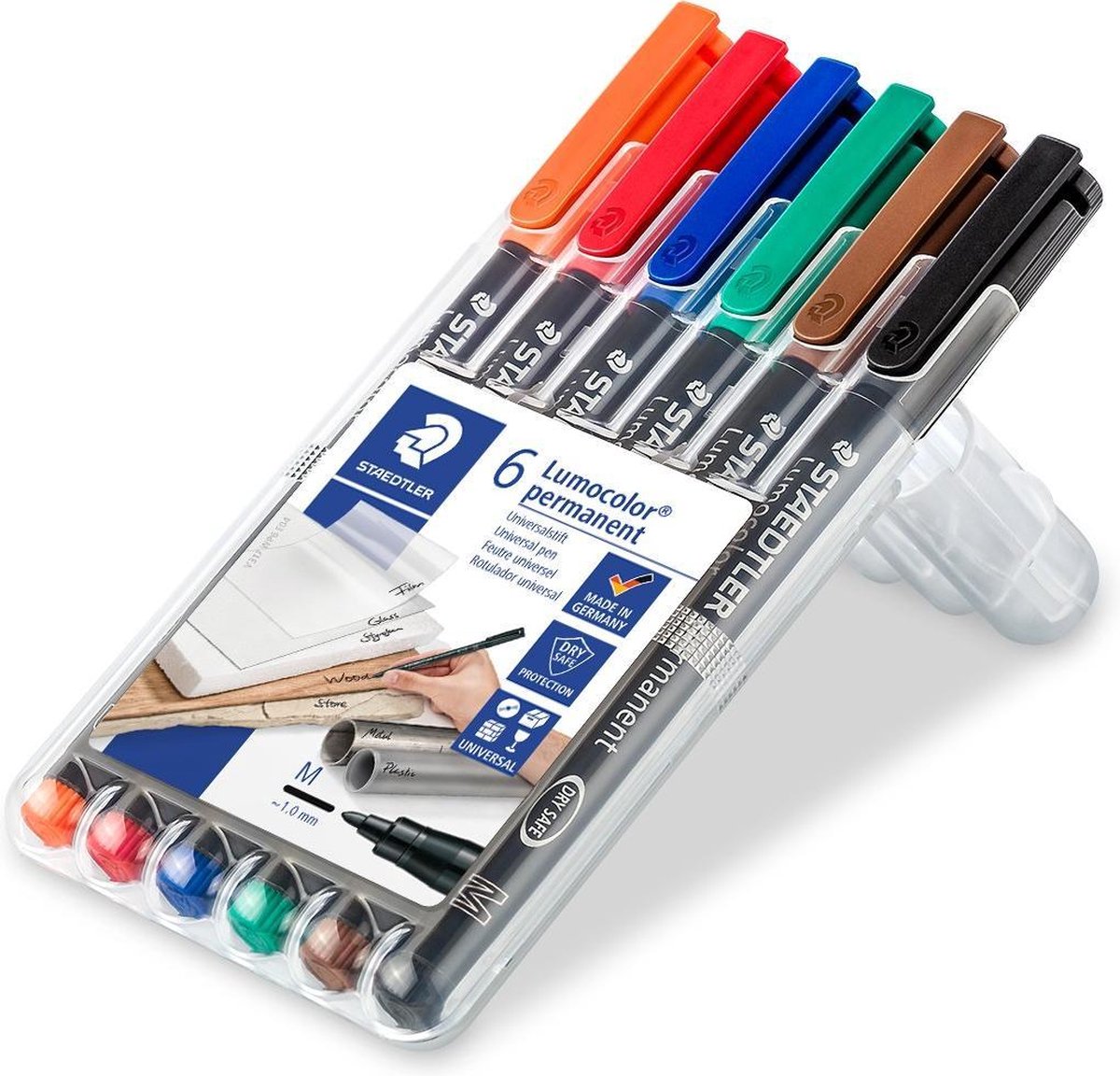 Staedtler Ohp-marker Lumocolor Permanent Geassorteerde Kleuren, Box Met 6 Stuks, Medium 1 Mm