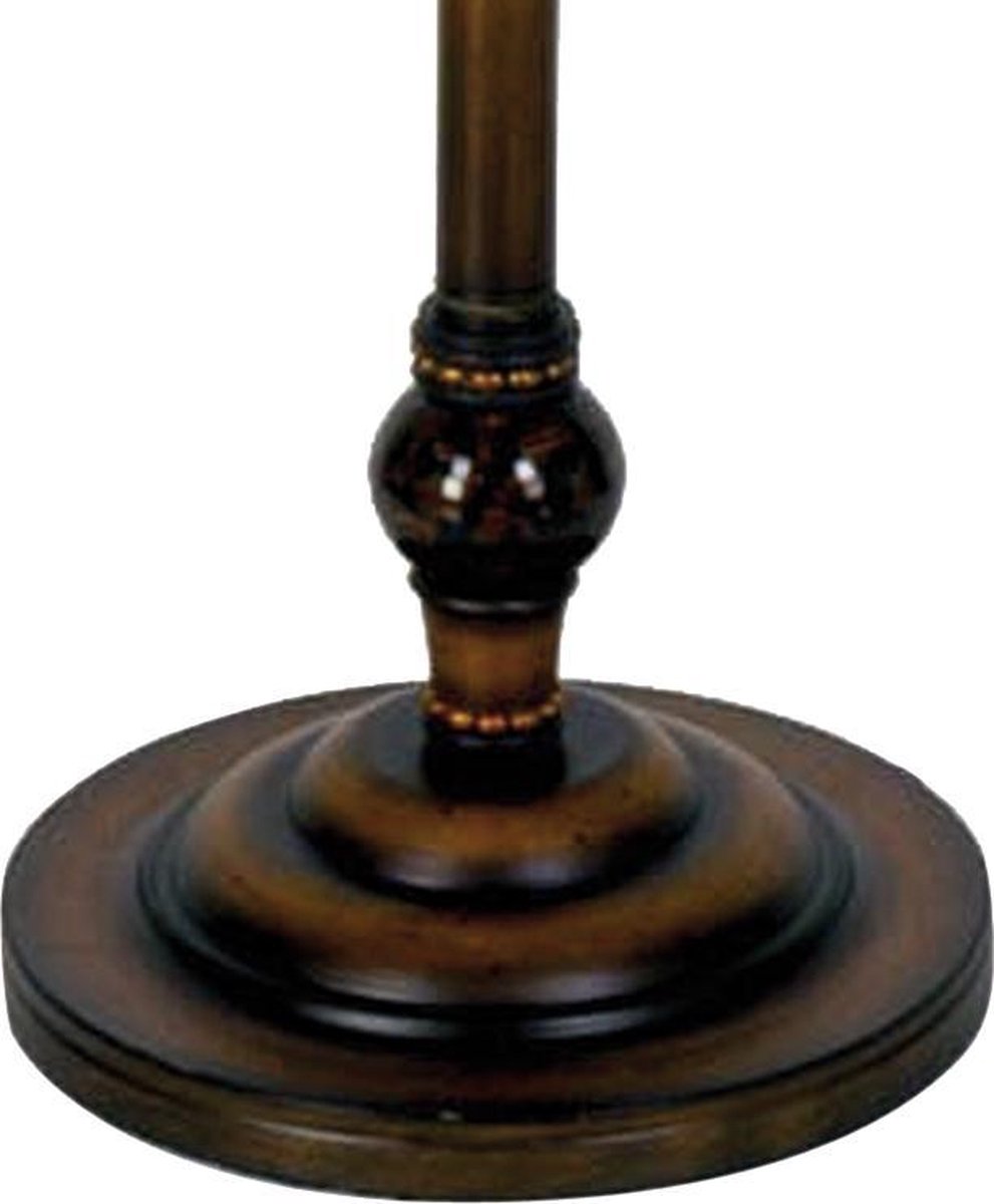 Clayre & Eef Vloerlamp Met Tiffany Kap Gebogen Motief Compleet 164 X ø 56 Cm,, Groen, Geel - Ijzer, Glas - Bruin