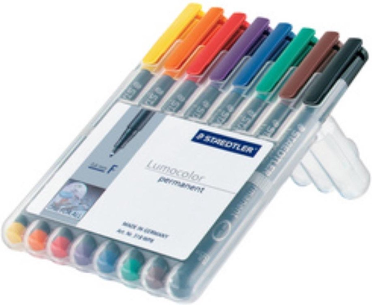 Staedtler Ohp-marker Lumocolor Permanent Geassorteerde Kleuren, Box Met 6 Stuks, Fijn 0,6 Mm