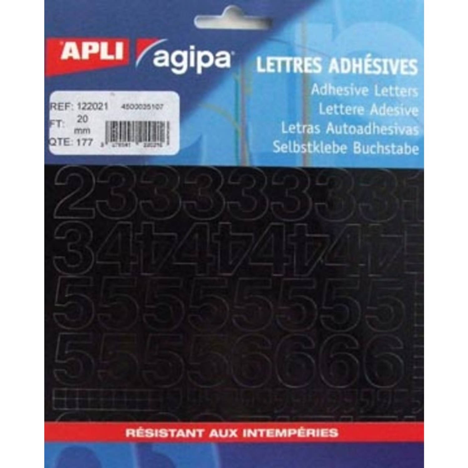 Agipa Etiketten Cijfers En Letters Letterhoogte 20 Mm, 177 Cijfers