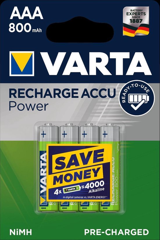 Varta Oplaadbare Batterijen Ready To Use Aaa: 4 Stuks