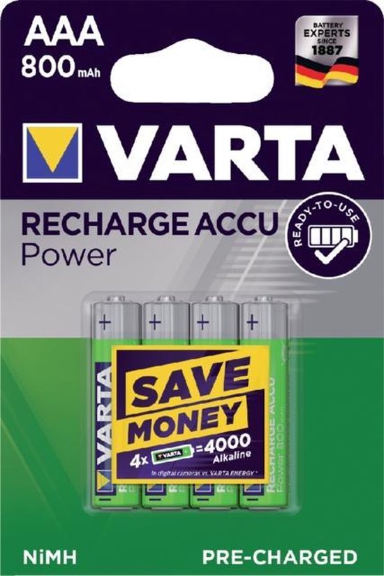 Varta Oplaadbare Batterijen Ready To Use Aaa: 4 Stuks