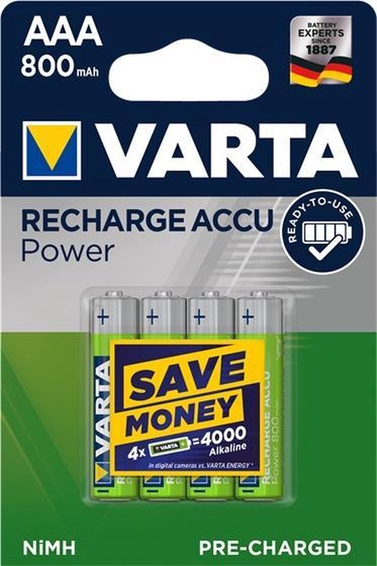 Varta Oplaadbare Batterijen Ready To Use Aaa: 4 Stuks