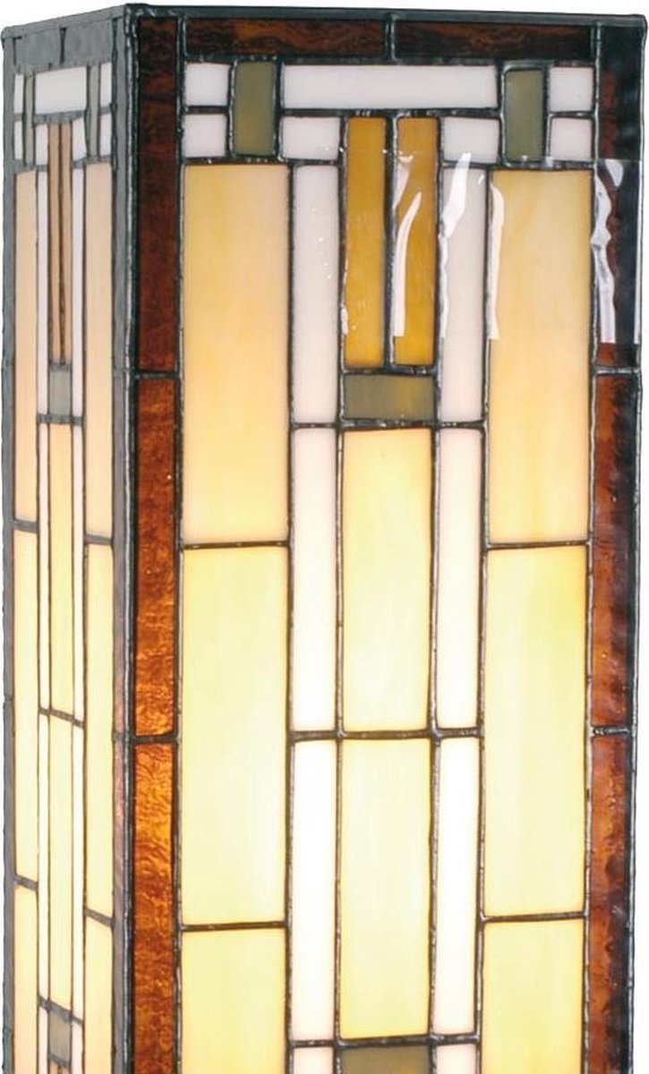 Clayre & Eef Tafellamp Tiffany 18*18*45 Cm E27/max 1*60w Glas In Lood Art Deco Lumilamp 5ll-5445 - Bruin