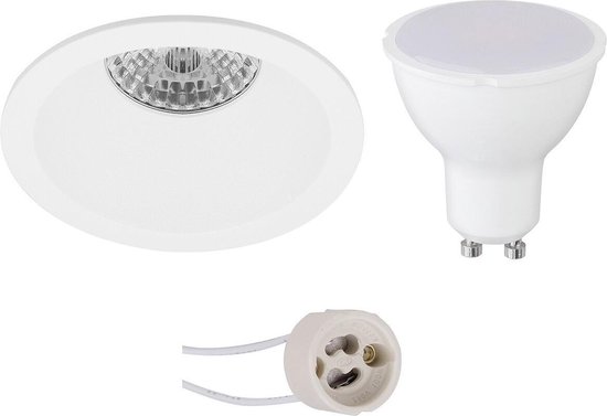 BES LED Led Spot Set - Pragmi Pollon Pro - Gu10 Fitting - Inbouw Rond - Mat - 4w - Helder/koud 6400k - Verdiept - Ø82mm - Wit