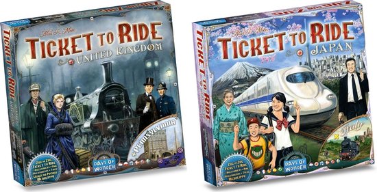 Days of Wonder Ticket To Ride Spellenbundel - 2 Stuks - Uitbreidingen - Uk + Pennsylvania & Japan + Italië