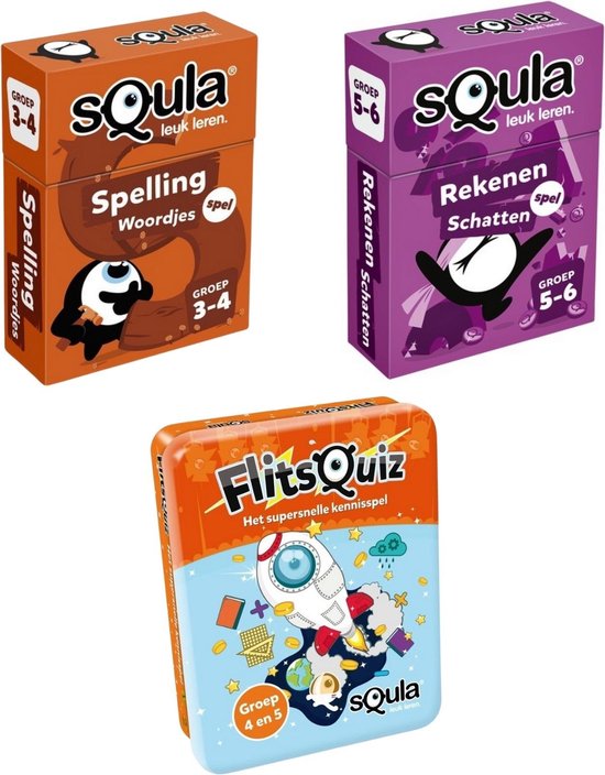 Identity Games Educatieve Spellenbundel - Squla Kaartspellen - 3 Stuks - Groep 3 T/m 6