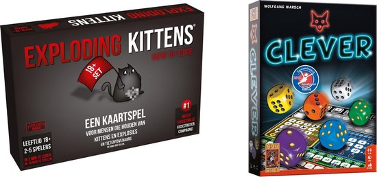 999Games Spellenbundel - Kaartspel - 2 Stuks - Exploding Kittens Nsfw (18+) & Clever