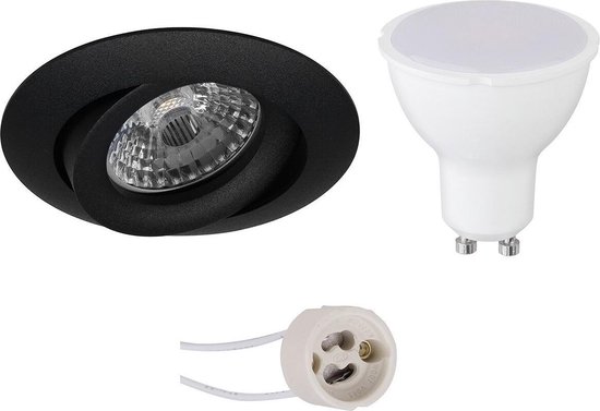 BES LED Led Spot Set - Pragmi Uranio Pro - Gu10 Fitting - Inbouw Rond - Mat - 4w - Helder/koud Wit 6400k - Kantelbaar - - Zwart