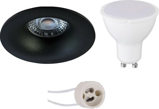 BES LED Led Spot Set - Pragmi Nora Pro - Gu10 Fitting - Inbouw Rond - Mat - 4w - Natuurlijk Wit 4200k - Ø82mm - Zwart