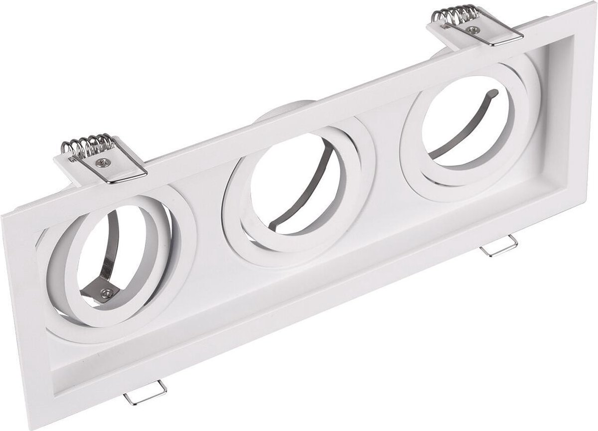 BES LED Spot Armatuur Gu10 - Trion Kenan - Inbouw Rechthoek - 3-lichts - Mat - Aluminium - Verdiept - Kantelbaar - Ø90 - Wit