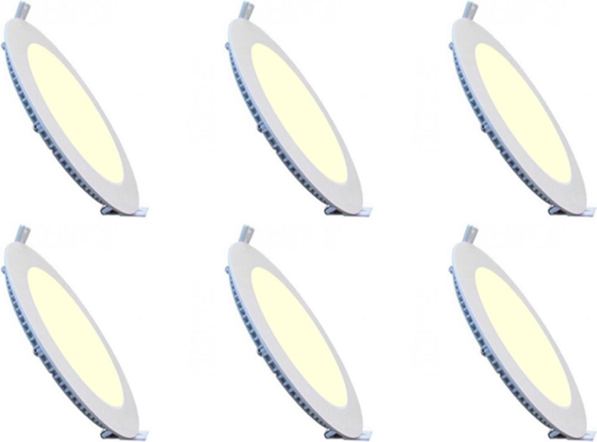 BES LED Led Downlight Slim 6 Pack - Inbouw - 6w - Helder/koud 6000k - Rond - Mat - Aluminium - Ø120mm - Wit