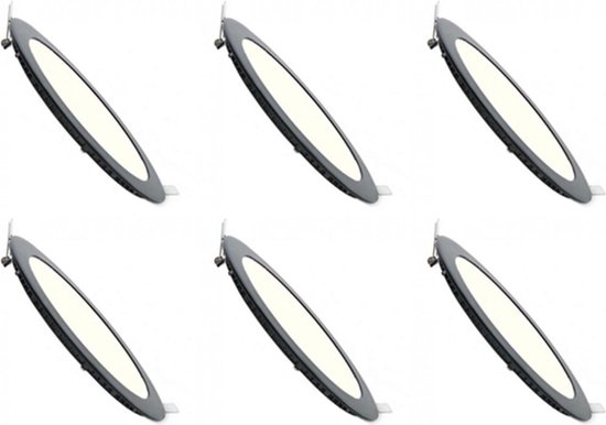 BES LED Led Downlight Slim 6 Pack - Inbouw - 3w - Dimbaar - Natuurlijk Wit 4200k - Rond - Mat - Aluminium - Ø90mmm - Zwart