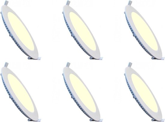 BES LED Led Downlight Slim 6 Pack - Inbouw Rond 6w - Dimbaar - Warm 2700k - Mat Aluminium - Ø120mm - Wit