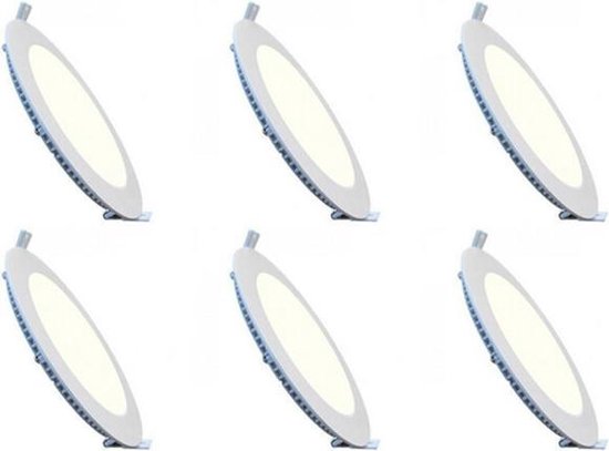 BES LED Led Downlight Slim 6 Pack - Inbouw Rond 6w - Natuurlijk 4200k - Mat Aluminium - Ø120mm - Wit