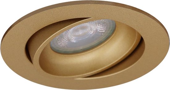 BES LED Spot Armatuur Gu10 - Pragmi Delton Pro - Inbouw Rond - Mat - Aluminium - Kantelbaar - Ø82mm - Goud