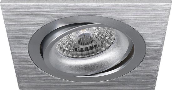 BES LED Spot Armatuur Gu10 - Pragmi Borny Pro - Inbouw Vierkant - Mat Zilver - Aluminium - Kantelbaar - 92mm