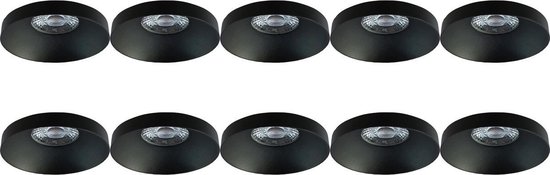 BES LED Spot Armatuur 10 Pack - Pragmi Vrito Pro - Gu10 Fitting - Inbouw Rond - Mat - Aluminium - Ø82mm - Zwart