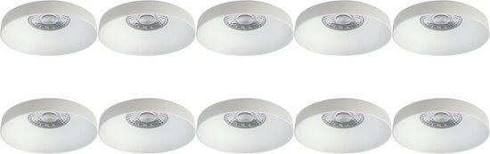 BES LED Spot Armatuur 10 Pack - Pragmi Vrito Pro - Gu10 Fitting - Inbouw Rond - Mat - Aluminium - Ø82mm - Wit