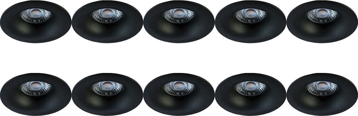 BES LED Spot Armatuur 10 Pack - Pragmi Nora Pro - Gu10 Fitting - Inbouw Rond - Mat - Aluminium - Ø82mm - Zwart