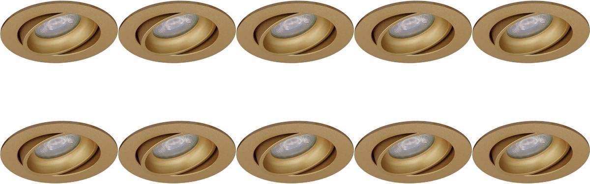 BES LED Spot Armatuur 10 Pack - Pragmi Delton Pro - Gu10 Fitting - Inbouw Rond - Mat - Aluminium - Kantelbaar - Ø82mm - Goud