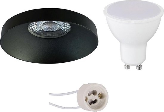 BES LED Led Spot Set - Pragmi Vrito Pro - Gu10 Fitting - Inbouw Rond - Mat - 4w - Helder/koud Wit 6400k - Ø82mm - Zwart